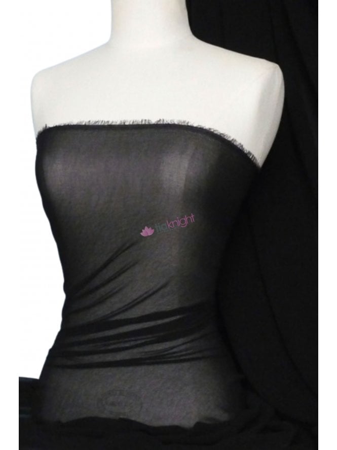 Georgette Crepe Soft Touch Sheer Light Fabric- Black GEOR207 BK