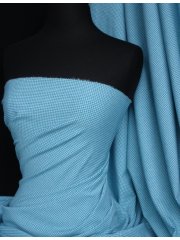 Gingham 4 Way Stretch Jersey Fabric- Turquoise Q1261 TQS