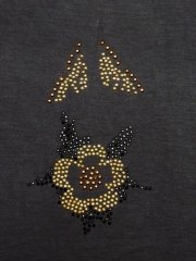 Gold/Black Flower Design Iron-On Rhinestud