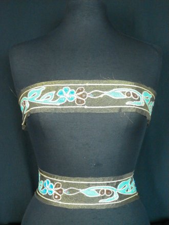 Gold Organza Floral Embroidered Trim