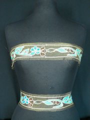Gold Organza Floral Embroidered Trim