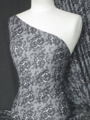Grey Floral Subtle Shimmer Sheer Stretch Fabric