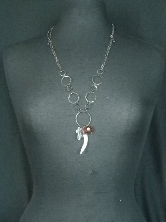 Gun Metal Silver Chain Beaded Necklace