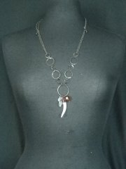 Gun Metal Silver Chain Beaded Necklace
