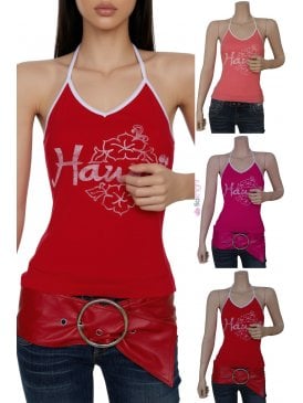 Hawaii Print Halterneck Summer Cami Top
