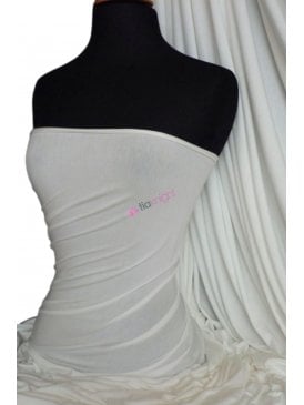 Heavy Viscose Rayon 4 Way Stretch Jersey Fabric- Ivory Q896 IV