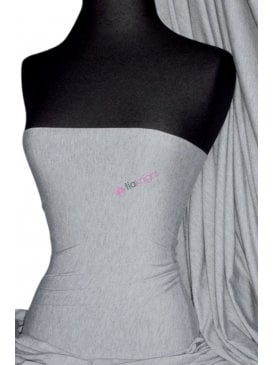 Heavy Viscose Rayon 4 Way Stretch Jersey Fabric- Light Marl Grey Q896 LTMGR