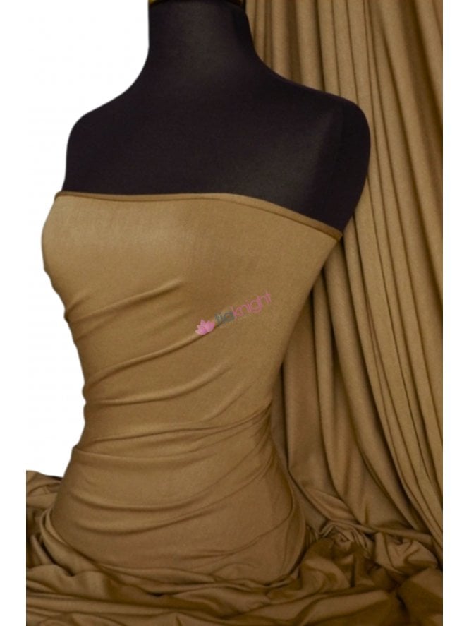Heavy Viscose Rayon 4 Way Stretch Jersey Fabric- Mocha Q896 MCH
