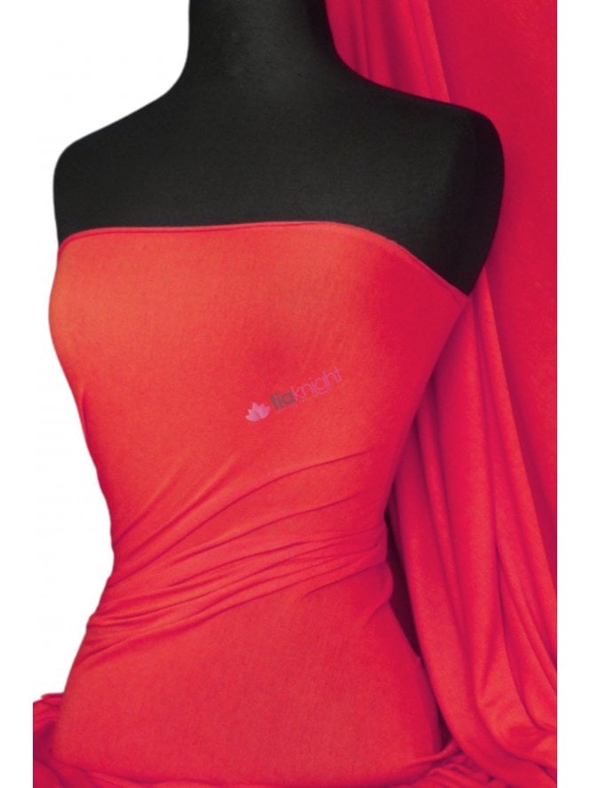Heavy Viscose Rayon 4 Way Stretch Jersey Fabric- Red Q896 RD