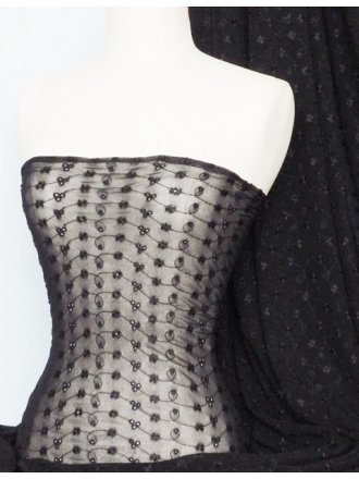 Helenka Mesh Broderie Anglaise Fabric- Black Q1049 BK