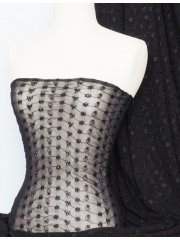  Helenka Mesh Broderie Anglaise Fabric- Black Q1049 BK