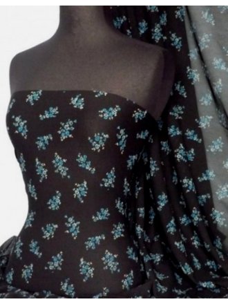 Helenka Mesh Ditsy Sheer Material- Black/ Blue Q922 BKBL