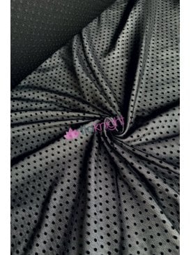 Helenka Mesh Flocking Print Sheer Stretch Material- Black SQ761 BK