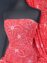 Helenka Mesh Flower Stretch Material- Red/ White SQ39 RDWHT