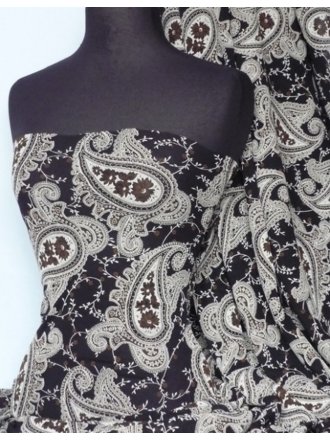 Helenka Mesh Paisley Sheer Material- Black/ Stone Q942 BKSTN