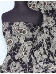 Helenka Mesh Paisley Sheer Material- Black/ Stone Q942 BKSTN