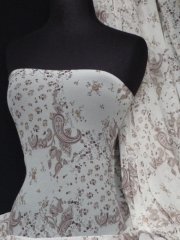 Helenka Mesh Paisley Sheer Material- Cream/ Brown Q939 CRMBR