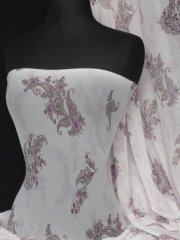 Helenka Mesh Paisley Sheer Material- Cream/ Purple Q938 CRMPPL