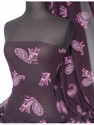 Helenka Mesh Paisley Sheer Material- Purple Q921 PPL