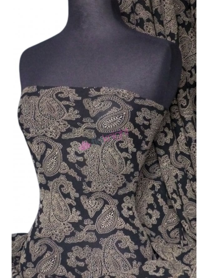 Helenka Mesh Paisley Sheer Stretch Material- Black/ Brown Q940 BKBR