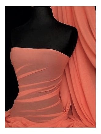 Helenka Mesh Stretch Sheer Dress Material- Coral Q443 CRL