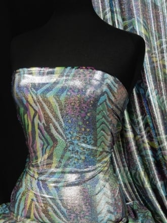 Hologram Rainbow Foil Stretch Spandex - Animal Carnival HMLYC205 SLVMLT