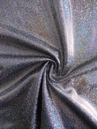 Hologram Sheen Foil Spandex Stretch Fabric- Silver HMLYC203 BKSLV