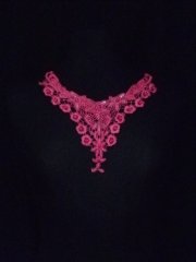 Hot Pink Beaded Floral Lace Neck Piece