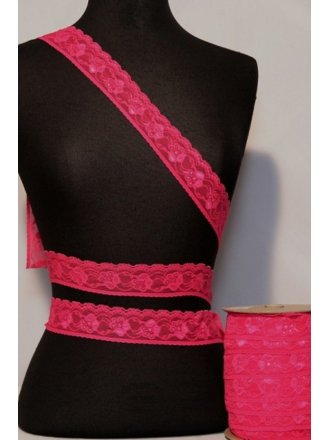 Hot Pink Floral Scalloped Lace Trimming
