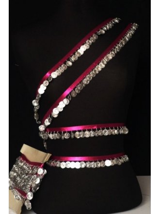 Hot Pink Silver Coins Trimming