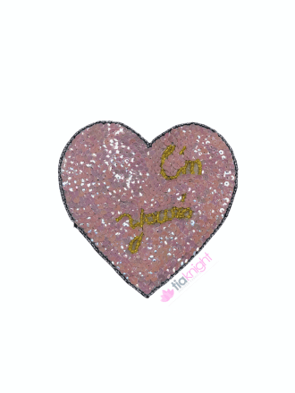 Iron On Heart Applique- "I'm Yours" Lilac EM27 LLC