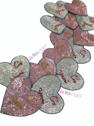 Iron On Sequin Heart Applique- "I'm Yours" EM28