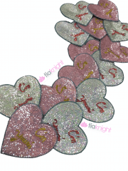 Iron On Sequin Heart Applique- "I'm Yours" EM28