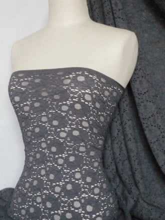 Jacquard Lace Stretch Fabric- Grey Q1041 GR
