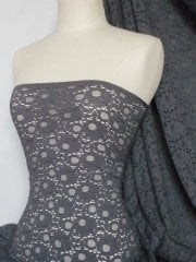 Jacquard Lace Stretch Fabric- Grey Q1041 GR