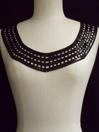 Jet Black Round Sequin Neck Piece