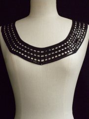 Jet Black Round Sequin Neck Piece