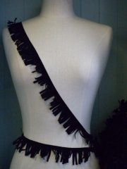 Jet Black Suedette Fringe Trimming
