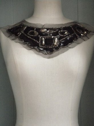 Jewel Encrusted Sequin Collar Net Neck Piece- Black EM37 BK