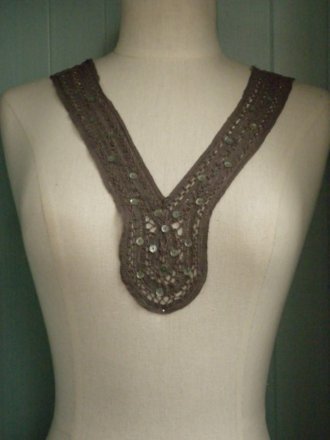 Khaki Green Sequin Neck Piece