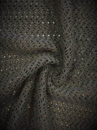 Knitted Crochet Lace 4 Way Stretch Fabric Material- Black SQ135 BK