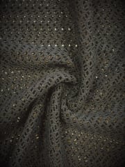 Knitted Crochet Lace 4 Way Stretch Fabric Material- Black SQ135 BK