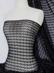 Knitted Crochet Lurex Material- Black/ Silver Q1238 BKSLV
