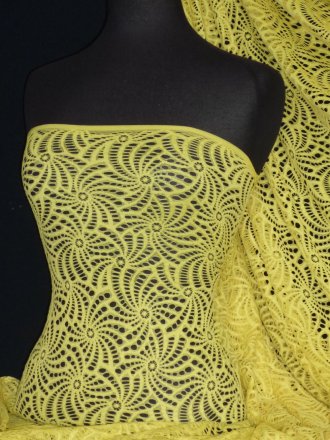 Knitted Crochet Stretch Fabric Material- Yellow KNT39 YL