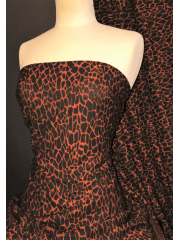Knitted (Ponte) 4 Way Stretch Mid-Heavy Weight Fabric- Giraffe Rust/Black SQ373 RSTBK