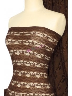 Lace 4 Way Stretch Stripe Fabric- Chocolate Brown Q585 CHBR