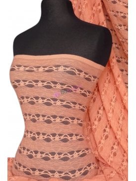 Lace 4 Way Stretch Stripe Fabric- Coral Pink Q585 CRL