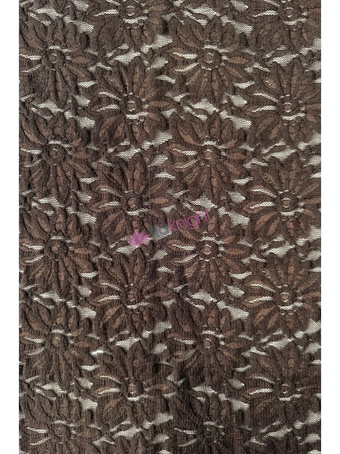 Lace Daisy Flower Stretch Dressmaking Fabric- Brown SQ851 BR
