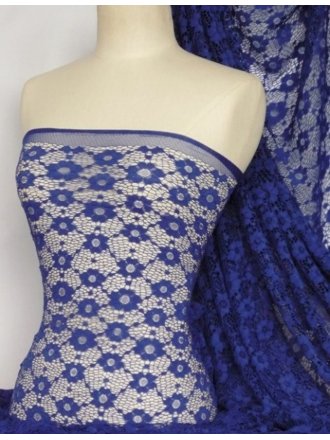 Lace Daisy Stretch Fabric- Royal Blue Q906 RBL