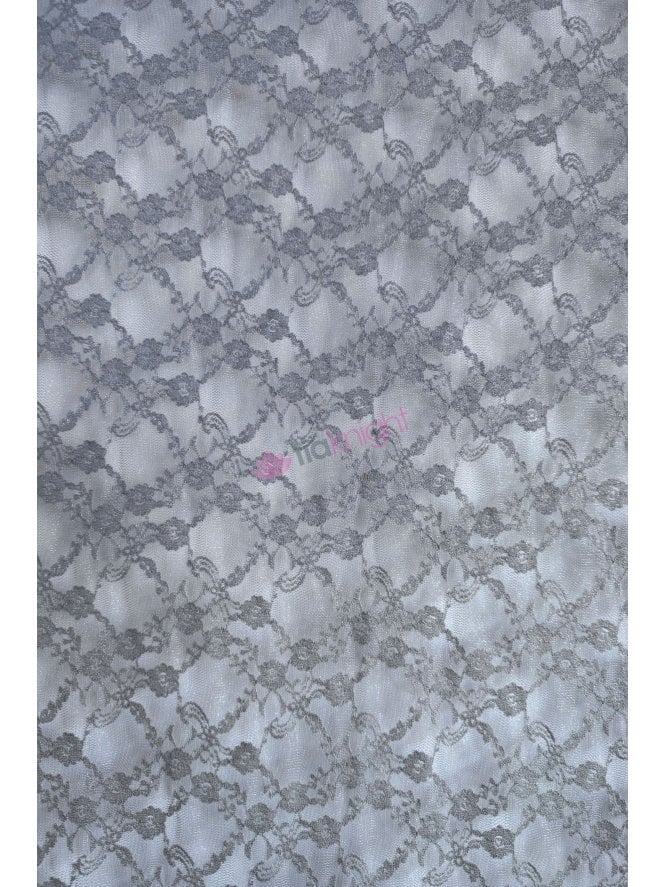 Lace Design 4 Way Stretch Subtle Shimmer Fabric- Grey Rosetta SQ938 GR